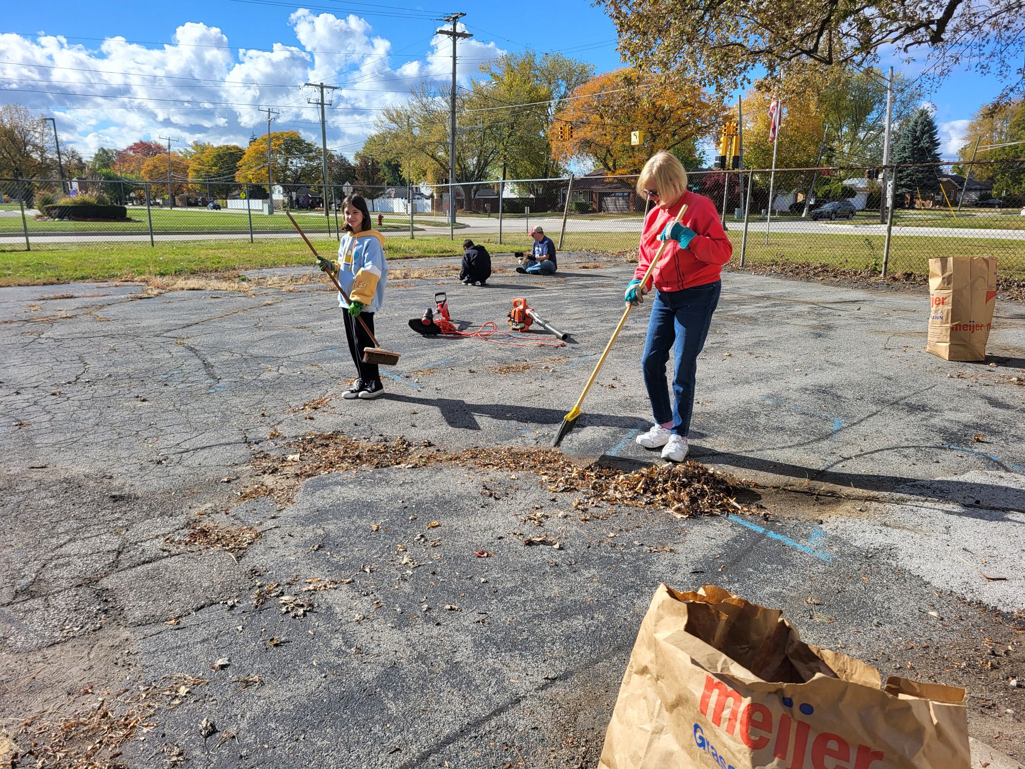 Scout cleanup crew at work